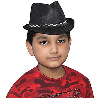 Kaku Fancy Dresses Net Hat Accesory - Black, Free-Size, For Boys  Girls