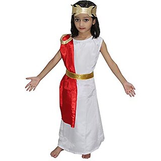 Kaku Fancy Dresses International Wear Egyptian Queen Cleopatra Costume - White, For Girls