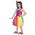 Kaku Fancy Dresses Western Costume Multicolor Frock - Magenta, For Girls
