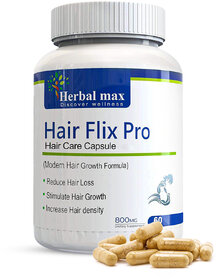 Herbal max HairFlix Pro Reduce Hair Loss, Boost Density for Men  Women- 60 Capsules