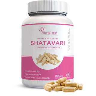 Herbal Max Shatavari Capsules Empowering Women's Wellness (800mg, 60 Capsules)