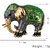 LUCKY JEWELLERY Designer Gold Plating Elephant Green Meenakari Enamel Brooch Saree Pin For Men  Women (150-CHOM1-1179)