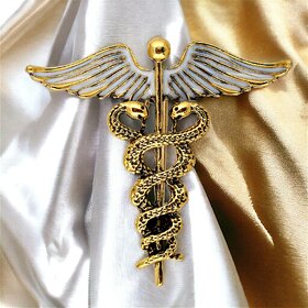LUCKY JEWELLERY Designer Oxidised Gold Plating Caduceus Doctor's Unisex Brooch Lapel Pin For Men  Boys