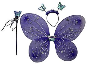 Kaku Fancy Dresses Purple Butterfly Wings - Purple, Free-Size, For Girls