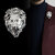 LUCKY JEWELLERY Designer Antique Silver Oxidised Plating Lion Face Shaped Brooch/Lapel Pin for Men  Women