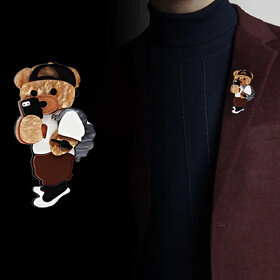 LUCKY JEWELLERY Designer Plastic Cute Teddy Lovely Selfie Brooches For Kids Cub Unisex Brooch Pin For Men & Women