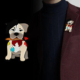 LUCKY JEWELLERY Designer Plastic Cute Cartoon Dog Brooches For Kids Animal Brooch Unisex Brooch Pin For Men & Women