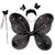 Kaku Fancy Dresses Black Butterfly Wings with Hairband and Wand Stick For Girls - Pack of 10
