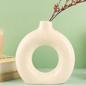 LAZA Ceramic Donut Vase Flower Vase for Living Room - Vases For Home Decor, Wedding, Dinner Table Centerpiece  Showpiec