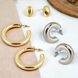 LUCKY JEWELLERY 3 Pairs Combo Set Of Earring for Women  Girls (190-CHEX-1017-3)