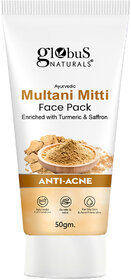 Globus Naturals Anti Acne Multani Mitti Face Pack For Oily  Acne Prone Skin 50 gm