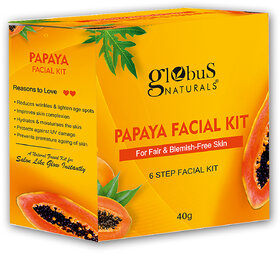 Globus Naturals AntiTanning Papaya Facial Kit with 6 Easy Steps Ayurvedic  Herbal Prepration For Natural Glow Suitable For All Skin Types 40 gms