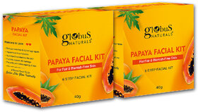 Globus Naturals AntiTanning Papaya Facial Kit with 6 Easy Steps Ayurvedic  Herbal Prepration For Natural Glow Suitable For All Skin Types 40 gms Pack of 2