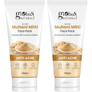 Globus Naturals Anti Acne Multani Mitti Face Pack For Oily  Acne Prone Skin 100 gm Pack of 2