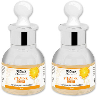 Globus Naturals Vitamin C Face Serum for Natural Glow  Even Skin Tone 30 ml Pack of 2