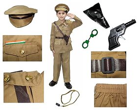 Kaku Fancy Dresses Cop Costume With Toy Handcuff / Our Helper / National Hero Costume For Boys  Girls