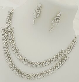 Premium Quality Full white AAA CZ Stones Beautiful 2 Line Jewellery Set