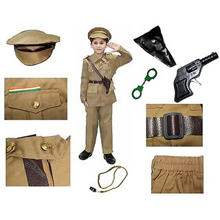 Kaku Fancy Dresses Cop Costume With Toy Handcuff / Our Helper / National Hero Costume For Boys  Girls