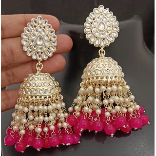 Raani Pearls Kundan Laheriya Jhumka Earrings Set