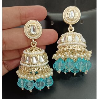 Medha Shankr Insipired Original Quality Light Blue Jhumki Earrings Set