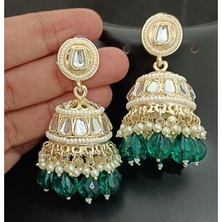 Medha Shankr Insipired Original Quality Rama Green Jhumki Earrings Set