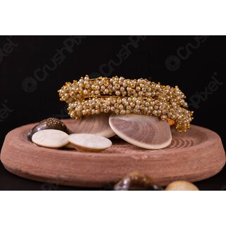 Pearl Cluster Gold Plate Bangle Jewellery Set Size 2.8