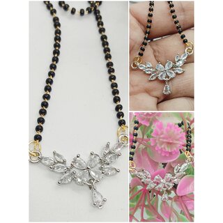 Premium Quality AAA CZ Stones Round Shape Mangalsutra Chain Set