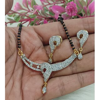 Designer Beautiful Everyday Wear CZ Mangalsutra Earrings Set