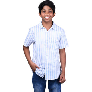 Kid Kupboard Cotton Boys Shirt, White, Half-Sleeves, 8-9 Years KIDS6305