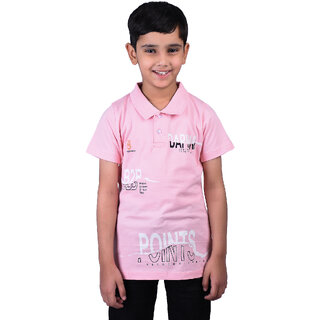 Kid Kupboard Cotton Boys T-Shirt, Pink, Half-Sleeves, 6-7 Years KIDS6313