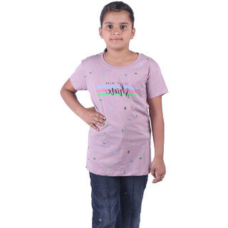 Kid Kupboard Cotton Girls T-Shirt, Purple, Half-Sleeves, 8-9 Years KIDS6332