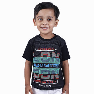 Kid Kupboard Cotton Baby Boys T-Shirt, Black, Half-Sleeves, 4-5 Years KIDS6348