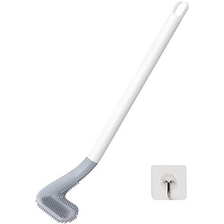 Golf Shape Silicone Toilet Brush with Self-Adhesive Wall Hook Anti-drip Non-Slip Long Handle Quick  Easy Cleaning 1 Pc