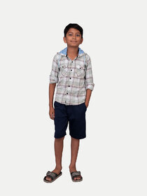 Boys Multicolor Check Hooded Yarndye shirt