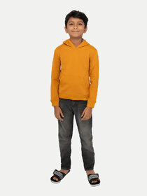 Boys Solid Mustard Hooded Sweatshirt