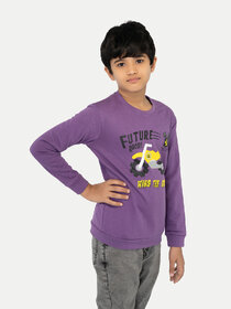 Boys Purple Printed Sweat Shirt