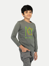 Boys Light Olive Printed Sweat Shirt
