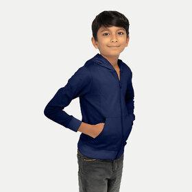 Boys Solid Navy Zipper Hoodies