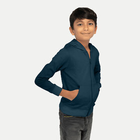 Boys Solid Teal Zipper Hoodies