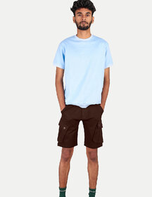 Mens Beige Solid Stylish Cargo Shorts