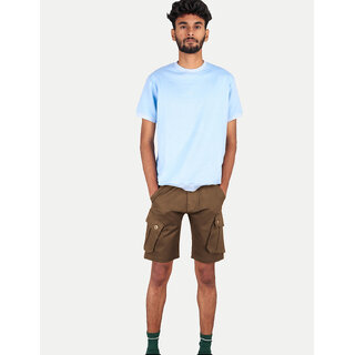 Mens Camel Solid Stylish Cargo Shorts