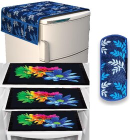 REVEXO Polyester Floral Pattern Fridge Covers