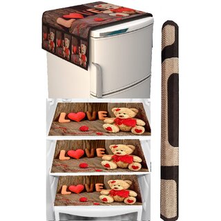 REVEXO Polyester Floral Pattern Fridge Covers