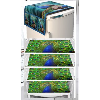 REVEXO Polyester Floral Pattern Fridge Covers