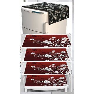 REVEXO Polyester Floral Pattern Fridge Covers