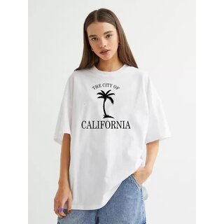 REVEXO Typography Cotton Blend Multicolor,White Color T-Shirt For Women