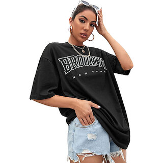 REVEXO Solid Cotton Blend White Color T-Shirt For Women