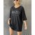 REVEXO Typography Cotton Blend Black Color T-Shirt For Women