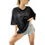 REVEXO Typography Cotton Blend Black Color T-Shirt For Women