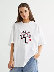 REVEXO Printed Cotton Blend Black Color T-Shirt For Women